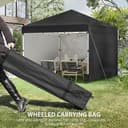 Outsunny 3 x 3 (M) Pop Up Gazebo with 3 Sidewalls, Leg Weight Bags and Wheeled Bag, Height Adjustable Party Tent Event Shelter for Garden, Patio, Black - 8