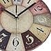 Timelike Reloj de pared vintage silencioso - Reloj de pared de madera colorida para cocina, dormitorio en estilo toscano, relojes de pared de diseño moderno para decorar tu casa - 3