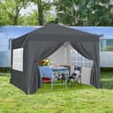 Yaheetech Pop-Up Gazebo 3x3 with 4 Removable Side Panels, Silver-costed Oxford Marquee Canopy w/Wheeled Bag & Sandbags, Metal Frame Shelter Tent for Outdoor Garden Party Camping, Dark Grey - 8