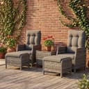 UDPATIO Lounge Möbel Outdoor Set 5-teilig mit Verstellbaren Sessel, Fußhocker und Couchtisch | Rattan Gartenmöbel | Balkonmöbel Kleiner Balkon | Wetterfest Terrassenmöbel | Dunkelgrau - 1