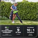 Greenworks 48V(24V x 2) Aspirafoglie Soffiatore a Batteria con Tracolla, Motore Brushless, 322km/h, 9m³/min, Sacco di Raccolta 45L, 2 4Ah Batterie, e Caricabatterie, Garanzia 3 Anni GD24X2BVK4X - 3