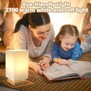 Nachttischlampe, Tischlampe mit Kabelschalter, Lampenschirm aus Leinenstoff Holzsockel Tischlampe Lampe, Modern Tischleuchte Mit Glühbirne für Schlafzimmer, Wohnzimmer, Schreibtisch, Kinderzimmer - 5