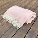Moe Ridne Merino Wool blend Blanket for King Size Double Bed Light Pink, Large Wool Sofa Throw in Powder Pink | Oeko-Tex Standard 100 certified | 55x79” 140 X 200cm - 4