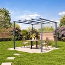 PRIMEYARD Pergola 3x3 m gazebo da giardino con tetto scorrevole grigio - struttura in acciaio - 2