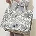 Large Capacity Canvas Cotton Floral Embroidery Retro Exquisite Doodle Fashion Shopping Bag, Large (4) US - 4