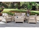 Keter Corfu Lounge Set, Gartenmöbel mit 2-Sitzer-Sofa, 2 Sesseln und einem Tisch mit Kissen, cremefarben, 50 x 168 x 75 cm, Rattan, Grande - 1