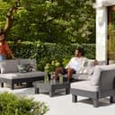 Keter Elements 5 Seater 100% recycled Outdoor Garden Furniture Modular Lounge Set - Graphite with Grey Cushions Fade Free | All Weather Resistant | Easy Clean | Zero Maintenance - 8