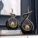 CESTATIVO Estatua de Cerámica, Escultura Modernos, Escultura de Arte Abstracta, Objetos Decoraciones, Decoración Moderna de Salas de Estar Restaurantes Escritorio/Estante (Negro Oro, Grande) - 7