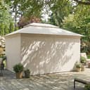 Outsunny 3 x 4 m Outdoor Garden Gazebo with Netting and Curtains, UPF50+ Double Roof Patio Gazebo Permanent Pavilion Canopy Shelter with Metal Frame, Drainage Holes, Beige - 9