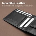 PELLE TORO All-in-One Handmade Mens Wallet with RFID Blocking, Coin Pocket, Fine Leather Card Wallet for Men with 8 Slots and Zip Section, in Wooden Gift Box, Black - 3