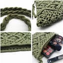 oukesin Borsa a tracolla da spiaggia estiva in nappa fatta a mano in macramè di cotone da donna, 041Verde militare - 6