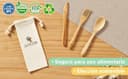 GASTROTOMI Cubiertos de Bambú Reutilizables para Llevar con Bolsa, Set de 18 Piezas Tamaño Normal (20 cm), Cubiertos de Madera sin Plástico para Oficina, Viaje, Picnic y Camping - 7