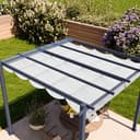 PRIMEYARD Pergola 3x3 m gazebo da giardino con tetto scorrevole grigio - struttura in acciaio - 4