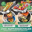 Loco Bird Schneidebrett mit Auffangschalen aus Bambus - 43x30x7cm - cutting board mit 2 Schalen aus Edelstahl - ideales Küchenhelfer Gadget Set für die Küche - Küchenbrett groß aus Holz - 7