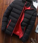 Men's Long Sleeve Cotton Padded Winter Jacket 2025 Zipper Down Coat Stand Collar Plus Size Outdoor Jacket - 3