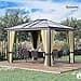 Outsunny Gazebo da Esterno 3x3.6m in Alluminio con Zanzariera e Tetto in Policarbonato, Tendone da Giardino in Poliestere - 2