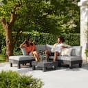 Keter Elements 5 Seater 100% recycled Outdoor Garden Furniture Modular Lounge Set - Graphite with Grey Cushions Fade Free | All Weather Resistant | Easy Clean | Zero Maintenance - 2