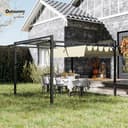 Outsunny 3 x 4m Pergola with Retractable Roof Canopy, Aluminium Frame Garden Gazebo Outdoor Sun Shade Shelter for Grill, Patio, Deck, Khaki - 2