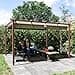 Outsunny Gazebo Pergola 3x4 m con Tetto Scorrevole, Picchetti e Viti, Pergolato da Giardino in Poliestere 180g/㎡ e Alluminio, UV30+, per Patio, Terrazzo, Balcone, Veranda e Esterno, Color Legno - 6