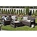 Keter Corfu Conjunto de jardín Exterior 4 plazas y Mesa con Cojines incluidos, Resina con Acabado ratán Plano, Marrón - 2