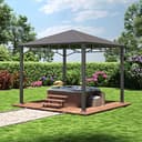 TOOLPORT Gazebo da giardino 3x3 m tetto hardtop in acciaio senza teli laterali, profilo ca. 90x90 mm - 6