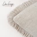 Foindtower Set di 2 federe decorative in lino con frange lombari, stile bohémien, con nappe, per divano, soggiorno, decorazione per la casa, 30,5 x 50,8 cm, beige naturale - 3