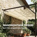 Outsunny Terrassendach Pergola ca. 4x3m Terrassenüberdachung mit Verstellbares Dach, Wandmontage UV 30+ Garten Pavillon, Gartenpavillon Sonnenschutz für Terrasse Garten, Cremeweiß - 3