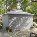 Outsunny 3 x 4 m Outdoor Garden Gazebo with Netting and Curtains, UPF50+ Double Roof Patio Gazebo Permanent Pavilion Canopy Shelter with Metal Frame, Drainage Holes, Dark Grey - 8