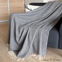 LINEN & COTTON Plaid di Lusso, Classico e Senza Tempo Coperta/Copriletto/Coperte STONEWOLD - 100% Lana Merinos Superfine, Grigio (140 x 200cm), Adatto per Letto o Divano, Singolo/Matrimoniale - 3