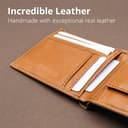 Pelle Toro All-in-One Handmade Mens Wallet with RFID Blocking, Coin Pocket, 8 Card Slots, Zip Section, in Wooden Gift Box, Tan - 3