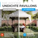 GRAFT Pavillon Abdeckung 3x3m | Schutzhaube für Gartenpavillon | Pavillondach Regenschutz | Gazebo Ersatzbezug | Wasserdicht Transparent | Wasserfeste Pavillon Abdeckplane | Wetterschutz Gartenzelt - 5