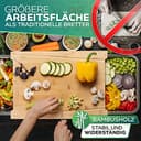 Loco Bird Schneidebrett mit Auffangschalen aus Bambus - 43x30x7cm - cutting board mit 2 Schalen aus Edelstahl - ideales Küchenhelfer Gadget Set für die Küche - Küchenbrett groß aus Holz - 4