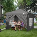 Sunula Pavillon 3x3 Wasserdicht Stabil Winterfest mit 4 Seitenwänden, Faltpavillon 3x3m mit Verdickten Röhren, Partyzelt Gartenpavillon Faltzelt für Camping Festival Party (Grau, Mit Seitenwänden) - 9