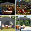 VOUNOT 3m x 3m Pop Up Gazebo with Sides & 4 Weight Bags & Carry Bag, Marquee Garden Party Tent Outdoor, Grey - 5