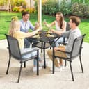Outsunny 5 Pieces Garden Dining Set for 4, Patio Table and Stackable Chairs with Breathable Mesh Seat and Parasol Hole, Garden Furniture Set with Steel Frame for Garden, Dark Grey - 9
