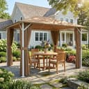 Outsunny Cenador para Jardín 3x4 m, Pabellón de Jardín Gazebo con Techo Ventilado, 4 Paredes Laterales y 4 Mosquiteras, UPF50+, Estructura de Metal, Carpa para Exterior, Terraza, Patio, Caqui - 9