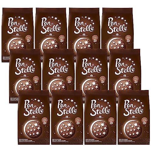 MULINO BIANCO Pan di stelle - Biscotti italiani al cioccolato con stelle glassate 350g x 12 parcelle (Pan di stelle, x12)