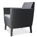 Keter Salemo Lounge Set, Set Mobili da Giardino in Rattan con Divano 2 Posti 2 Poltrone e Tavolino Porta Cuscini, Grafite - 6