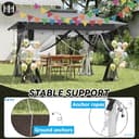 Gartenpavillon Pop Up Pavillon 4x4m, Wasserdicht UV-Schutz Stabil Faltpavillon 3-Stufen Höhenverstellbar Gartenzelt mit 4 Moskitonetz Seitenteilen & Doppeldach Partyzelt inkl. Tragetasche, Anthrazit - 6