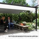 Outsunny Pérgola Gazebo 4x4 m Pérgola con Lona Resistente Retráctil, Marco de Aluminio, Pérgola para Jardín, Terraza, Balcón, Veranda, Patio, Piscina y Exteriores, Blanco - 5