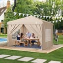Sunula Pavillon 3x3 Wasserdicht Stabil Winterfest mit 4 Seitenwänden, Faltpavillon 3x3m mit Verdickten Röhren, Partyzelt Gartenpavillon Faltzelt für Camping Festival Party (Khaki, Mit Seitenwänden) - 8