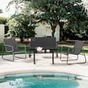 Bealife Conjunto de Muebles de jardín de 4 Piezas, Conjunto de Patio de Tela Teslin, Incluye 3 sillones y 1 Mesa de Vidrio, Adecuado para Patios, Jardines y Espacios al Aire Libre (Negro) - 6
