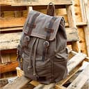 Mochila de piel estilo vintage unisex e informal, de lona, para senderismo, viajes al aire libre, Brown, 27.9 x 16 x 41.9 cm, Mochila informal - 7