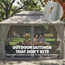 Outsunny 3 x 4 m Outdoor Garden Gazebo with Netting and Curtains, UPF50+ Double Roof Patio Gazebo Permanent Pavilion Canopy Shelter with Metal Frame, Drainage Holes, Beige - 5