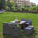 Panana 8 Seater Rattan Garden Dining Set with Table, 4 Chairs & 4 Stools, Cube Space Saving Outdoor Furniture for Patio, Conservator, Garden - 2