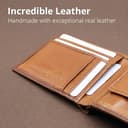 Pelle Toro All-in-One Handmade Mens Wallet with RFID Blocking, Coin Pocket, Fine Leather Card Wallet for Men with 8 Slots and Zip Section, in Wooden Gift Box, Brown & Tan - 3