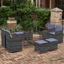 Panana 8 Seater Rattan Garden Dining Set with Table, 4 Chairs & 4 Stools, Cube Space Saving Outdoor Furniture for Patio, Conservator, Garden - 4