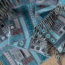 Merino Wool Throw Turquoise Marta, 130 x 190cm, Made in Europe, With Fringes - 4