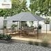 Outsunny 3 x 4m Gazebo Canopy Replacement Covers, Garden Gazebo Roof Replacement with Vents and Drain Holes, TOP COVER ONLY, Light Grey - 2