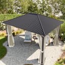 TOOLPORT Gazebo da Giardino 3x3,65 m Tetto Hardtop in Acciaio con Teli Laterali e Zanzariere in Crema - 3